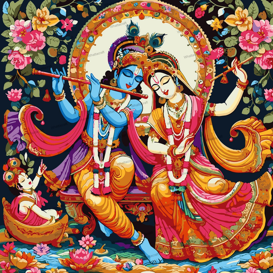 Radha Govinda Acrylic Painting by Numbers Kit on Canvas.