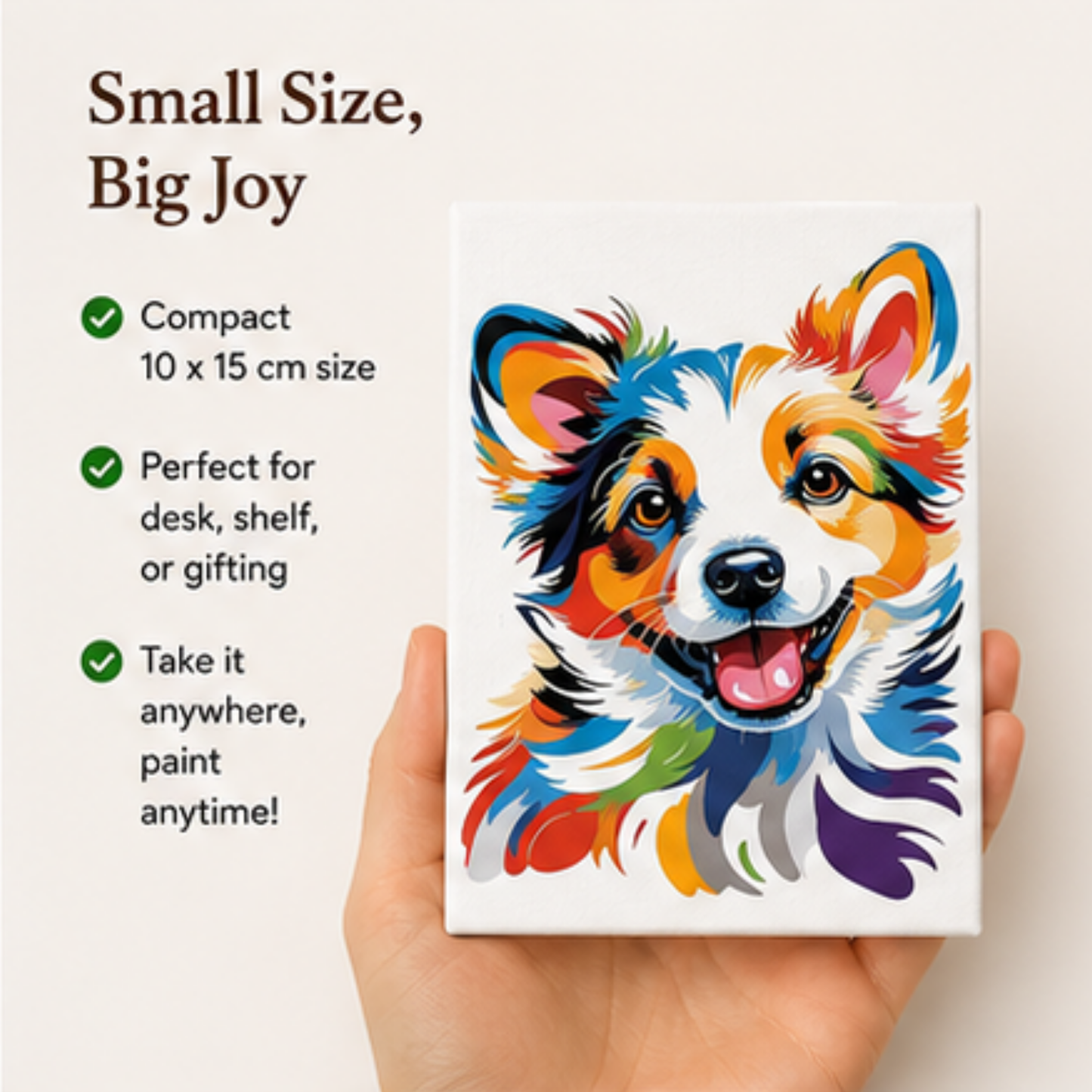 Puppy Mini Paint by Number Kit 10* 15 cm mounted on an MDF frame with a mini Easel suitable for kids. Beginner Number painting kit DIY Canvas Painting by Number Acrylic Painting. (Copy)