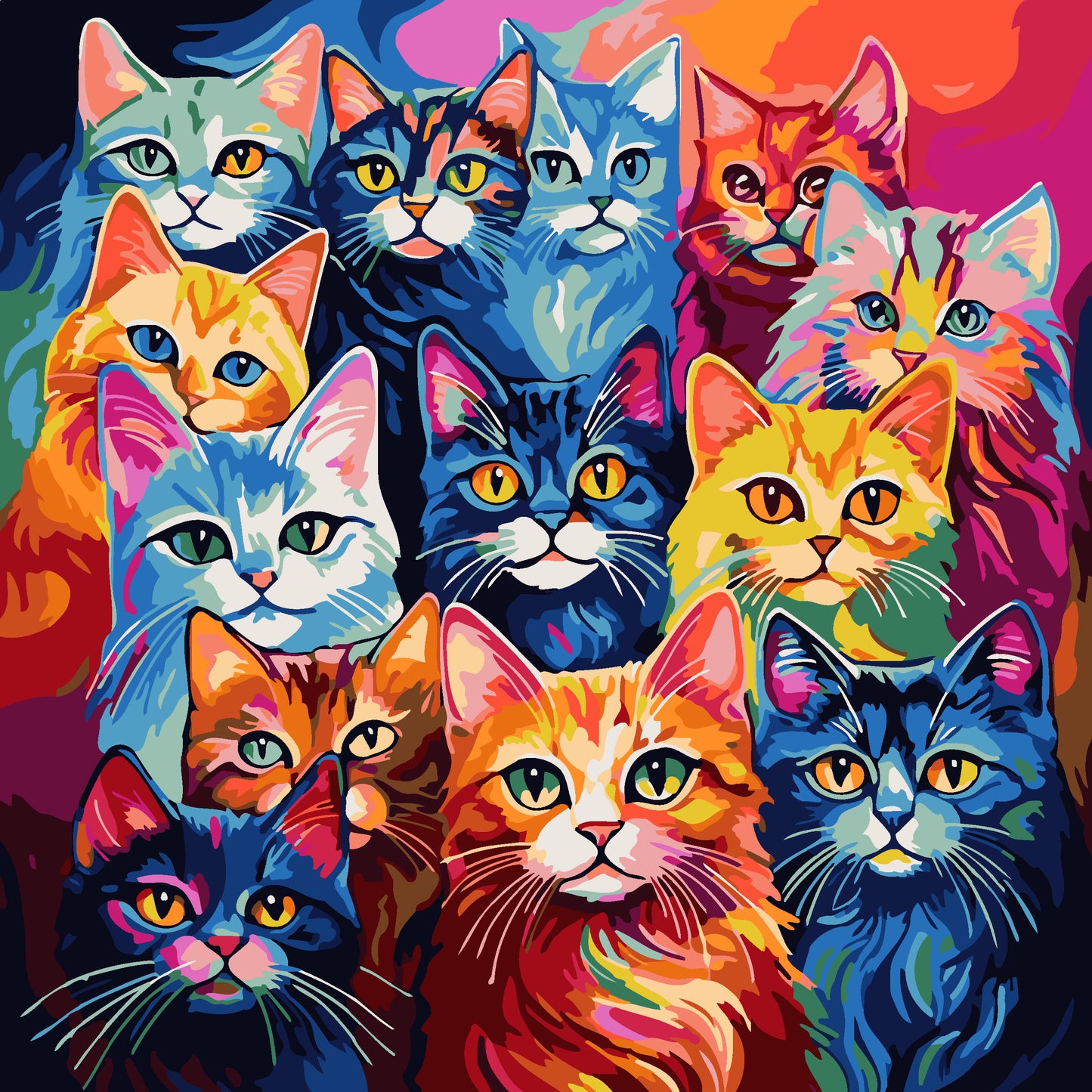 Whiskers Palette DIY Acrylic Painting by Numbers Kit on Canvas