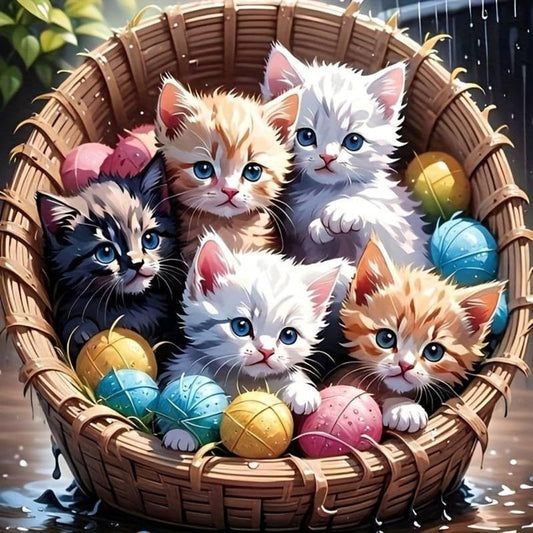 Cat Cotton Candies DIY Acrylic Painting by Numbers Kit on Canvas