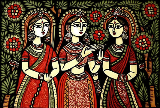 Madhubani DIY Acrylic Painting by Numbers Kit on Canvas