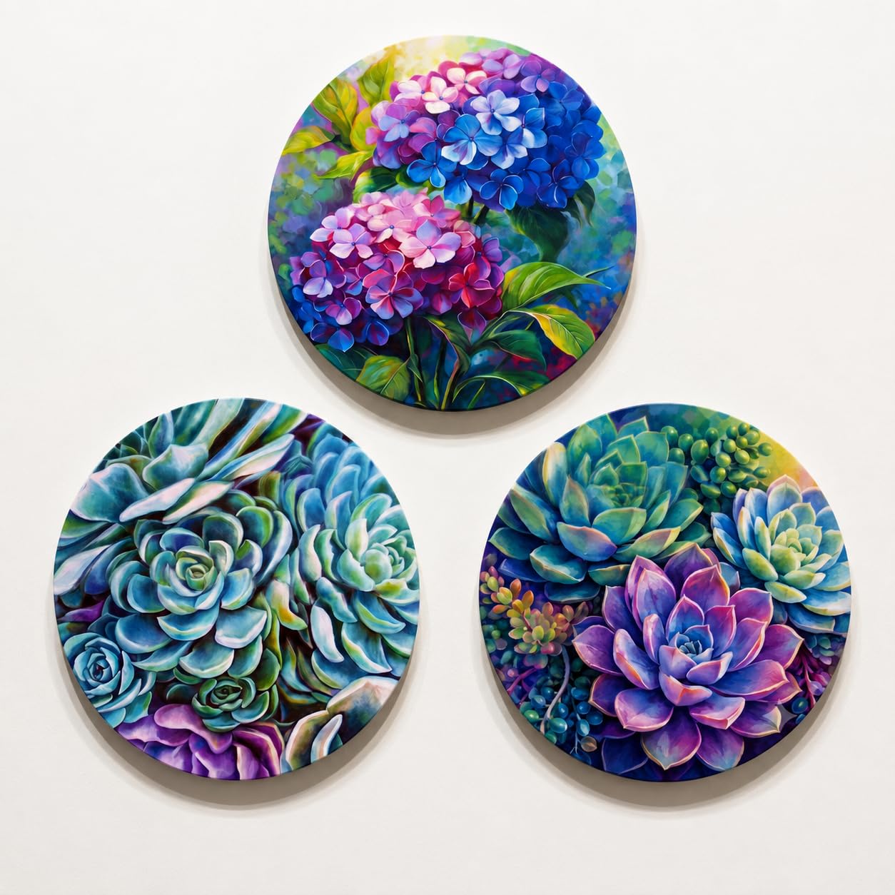 TULIP N TURTLE Petals DIY Acrylic Paint by Number Kit. Set of Three Framed Paint by Number kit.  25 cm Diameter each.
