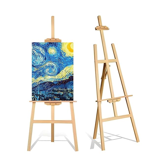 Grandink® Premium Artist Wooden Easel Stand 5 FEET with Angle and Height Adjustment for Canvas Painting Display 5 ft [154 cm] - TULIP N TURTLE