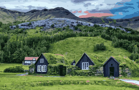 LANDSCAPE Limited Edition 30 colour rolled canvas DIY Acrylic Painting by Numbers Kit on Canva Tulip n Turtle