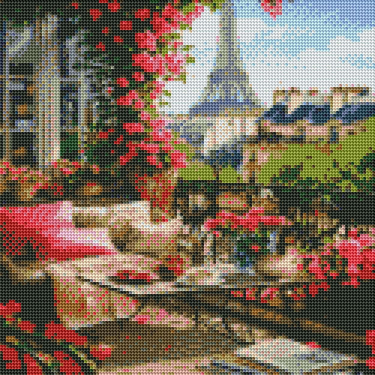An Evening in Paris DIY 5D Round Diamond Painting by Numbers Kit  on Canvas Full Drill Rhinestone Embroidery Tulip N Turtle