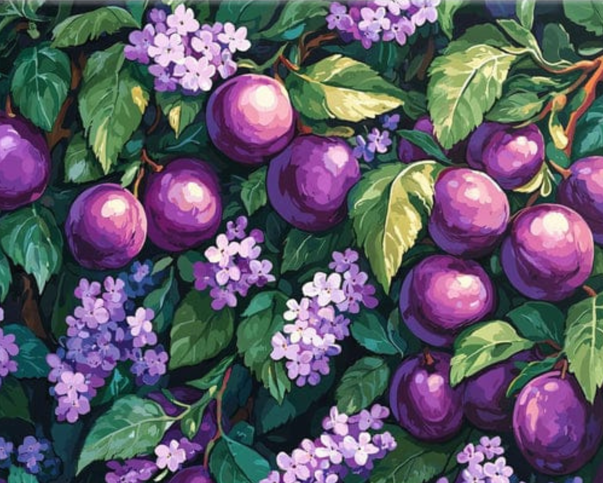 Berries DIY Acrylic Painting by Numbers Kit on Canvas. Deepan Enterprises