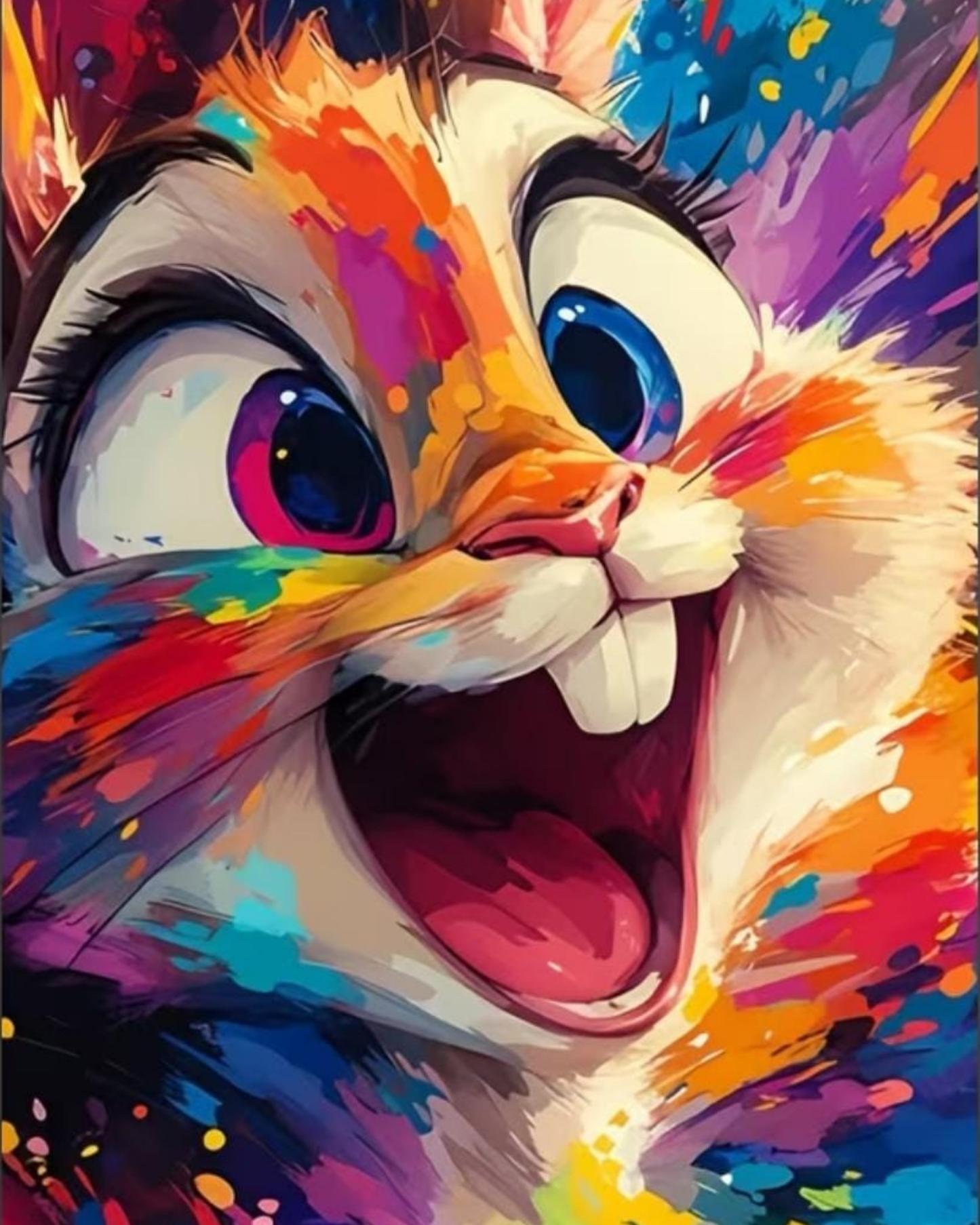Bunny Acrylic Painting by Numbers Kit on Canvas.