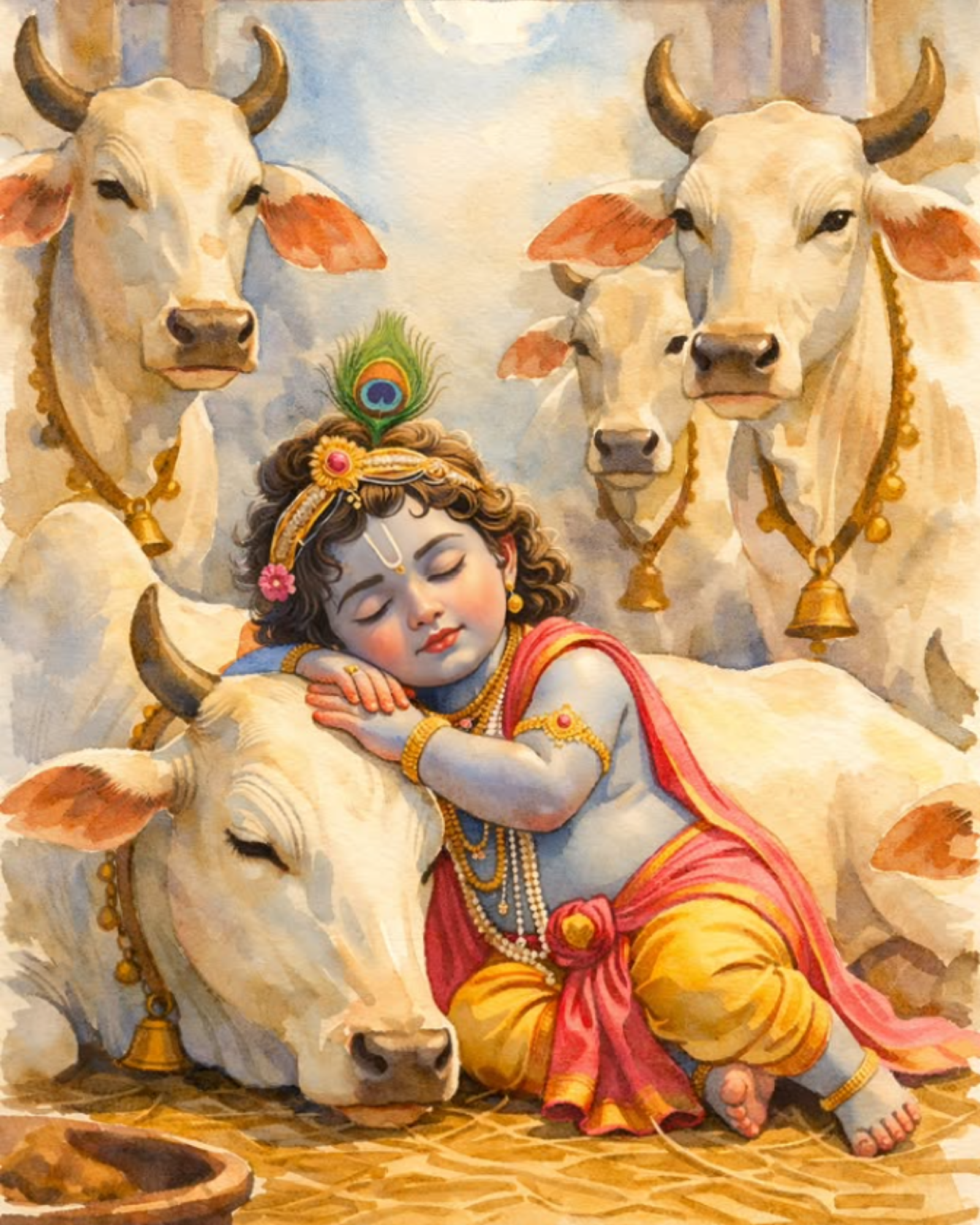 Bal Goverdhan Acrylic Painting by Numbers Kit on Canvas.