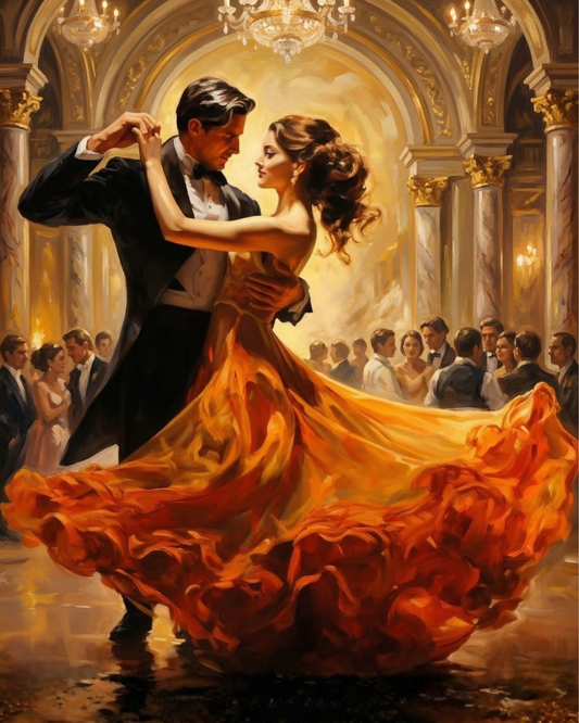 Ballroom DIY 5D Round Diamond Painting by Numbers Kit  on Canvas Full Drill Rhinestone Embroidery