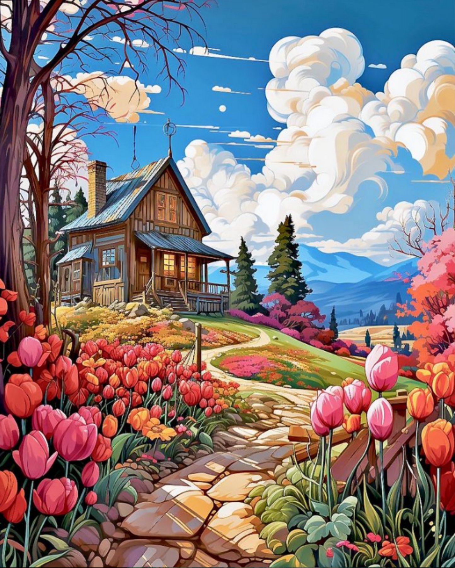 BLOOMING VALLEY DIY Acrylic Painting by Numbers Kit on Canvas…