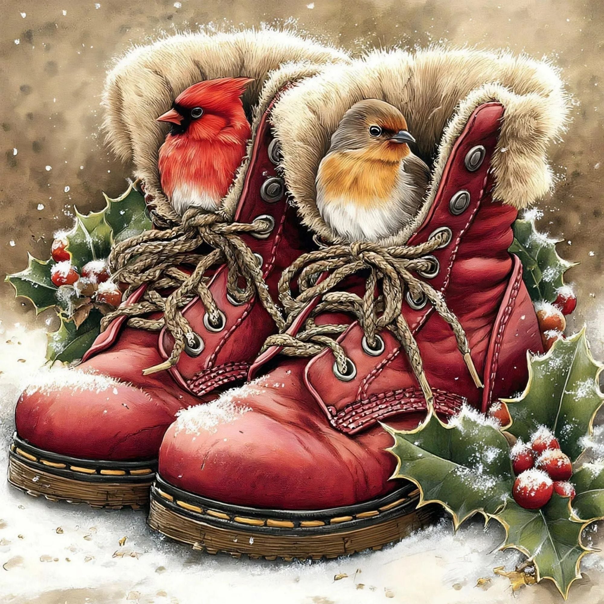 Boot Buddies  Acrylic Painting by Numbers Kit on Canvas.