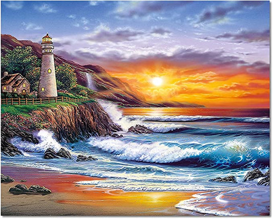 LIGHT HOUSE DIY Acrylic Painting by Numbers Kit on Canvas