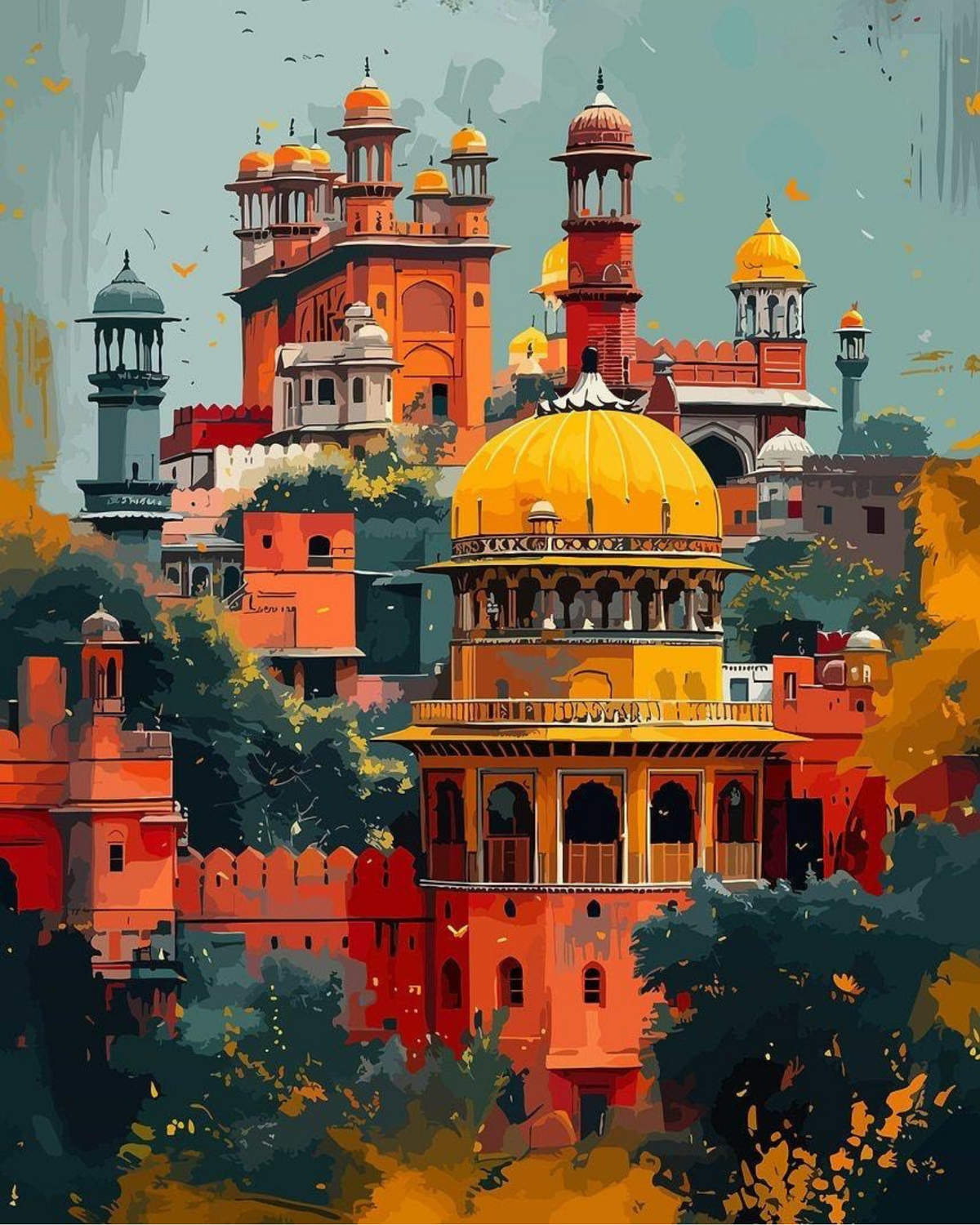 DELHI Acrylic Painting by Numbers Kit on Canvas.