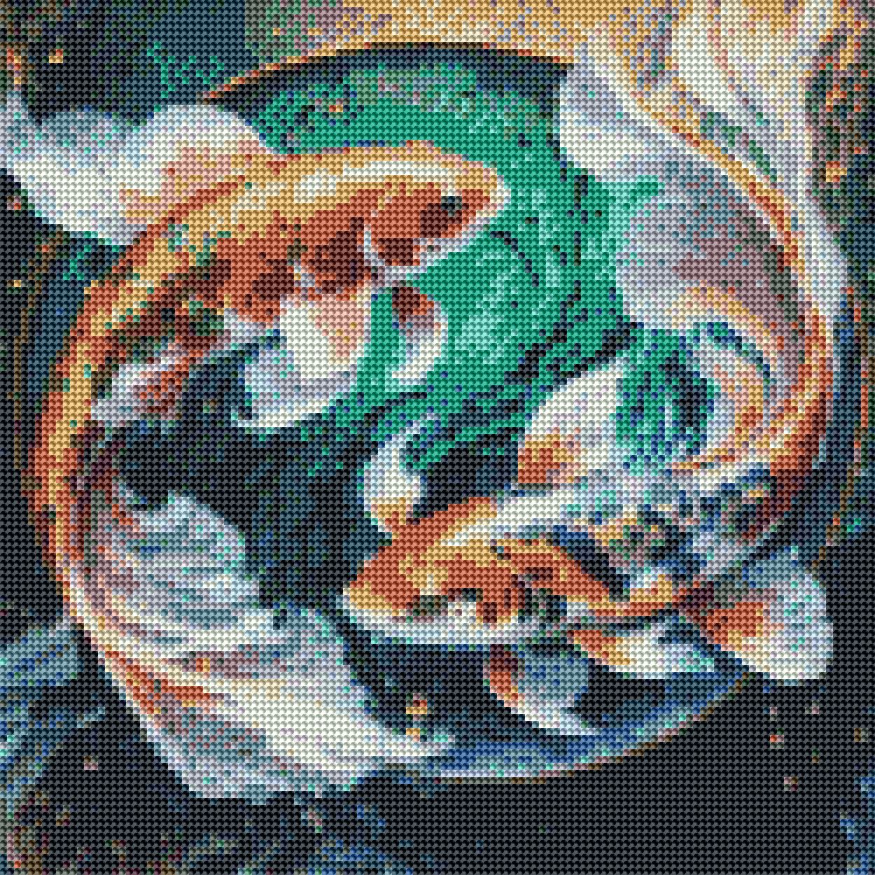 FISH  DIY 5D Round Diamond Painting by Numbers Kit  on Canvas Full Drill Rhinestone Embroidery Tulip N Turtle