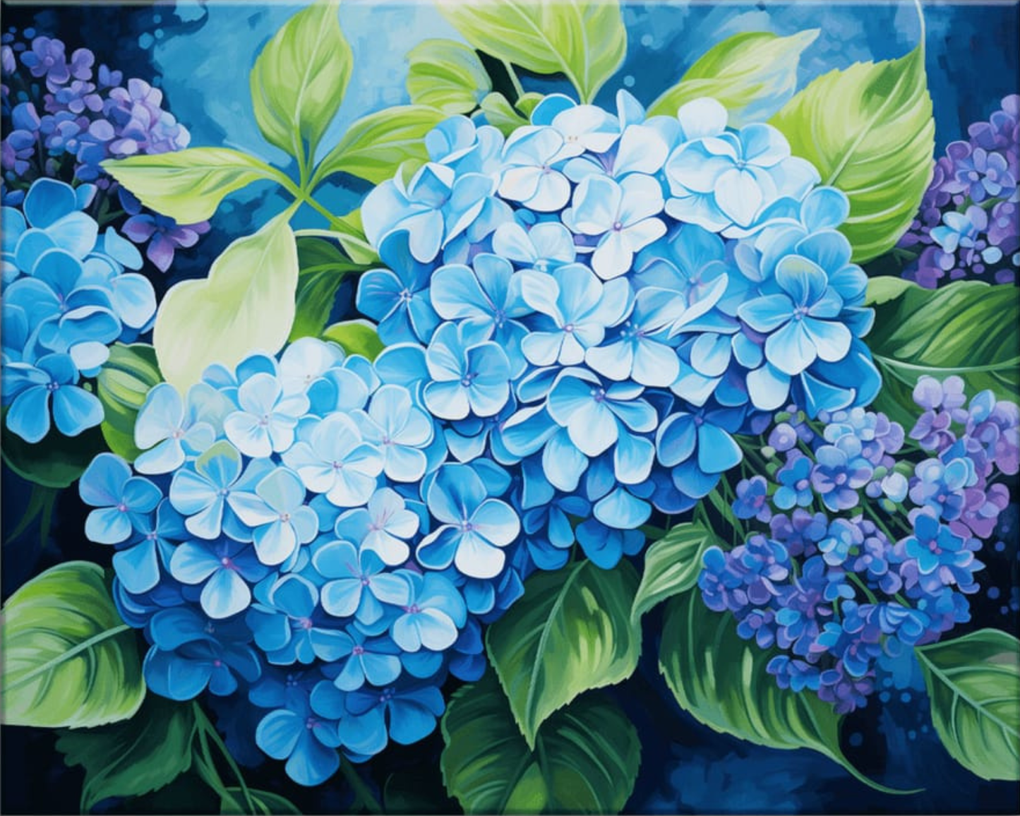 Hydrangeas Acrylic Painting by Numbers Kit on Canvas.