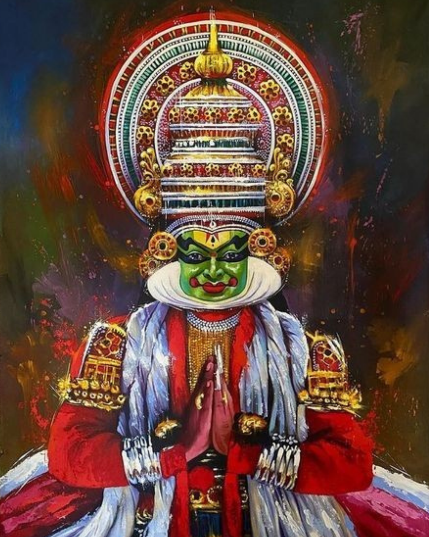 Namaskaram Acrylic Painting by Numbers Kit on Canvas. Deepan Enterprises