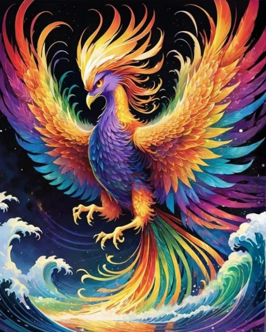 Phoenix DIY 5D Round Diamond Painting by Numbers Kit  on Canvas Full Drill Rhinestone Embroidery Tulip N Turtle