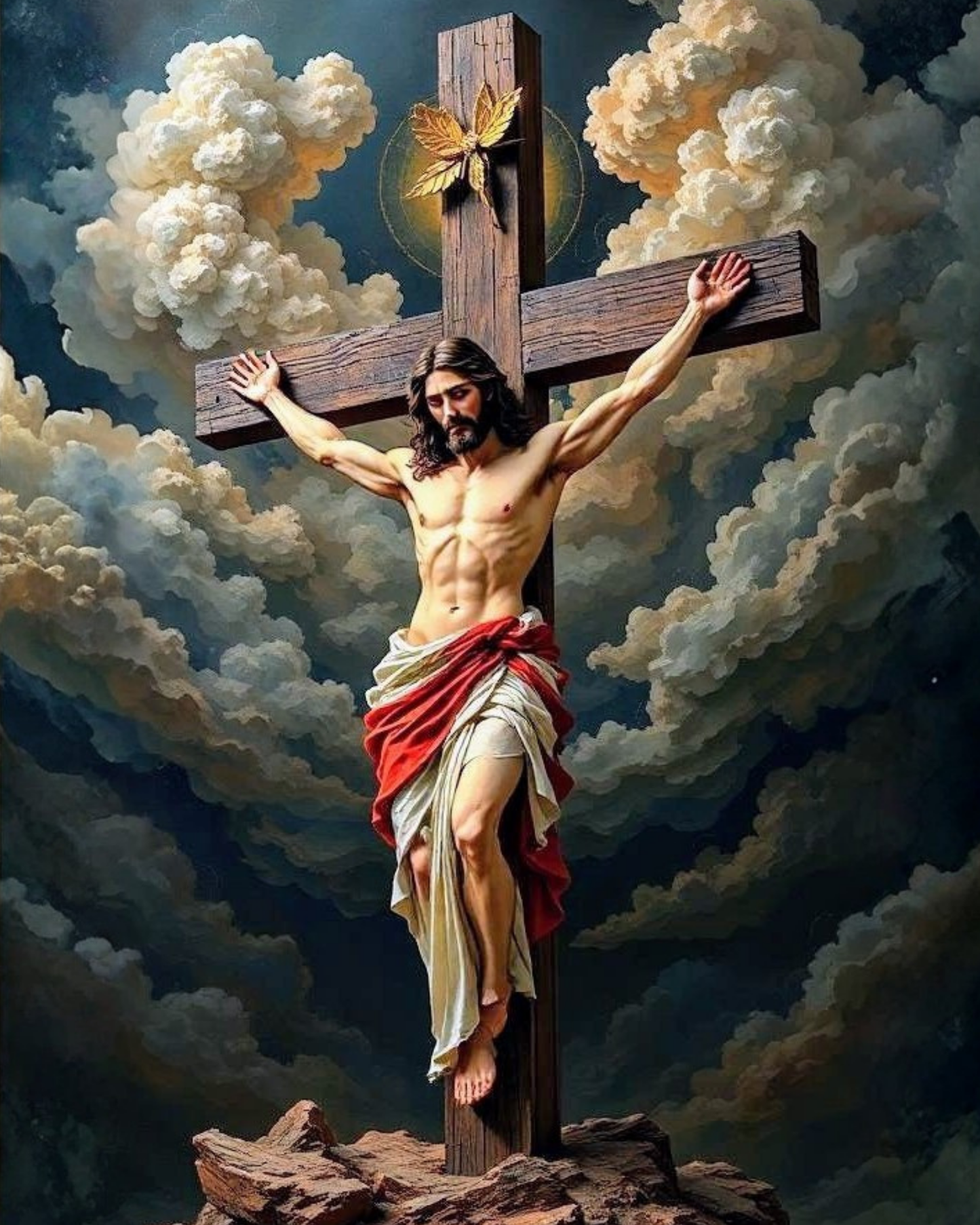 CROSS Wave Acrylic Painting by Numbers Kit on Canvas. Deepan Enterprises