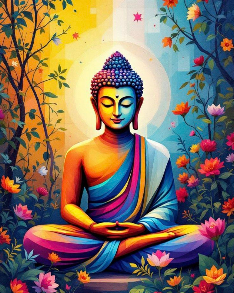 Buddha Glow DIY 5D Round Diamond Painting by Numbers Kit  on Canvas Full Drill Rhinestone Embroidery Tulip N Turtle