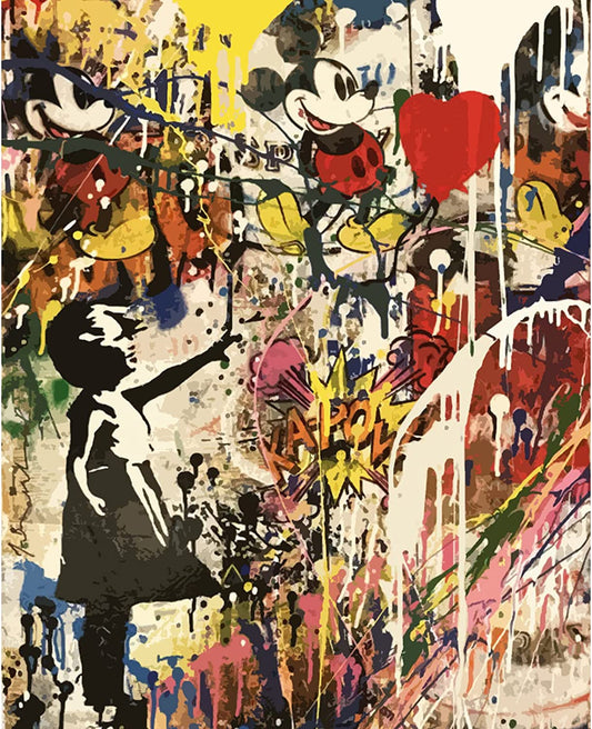 MICKEY ABSTRACT DIY Acrylic Painting by Numbers Kit on Canvas.