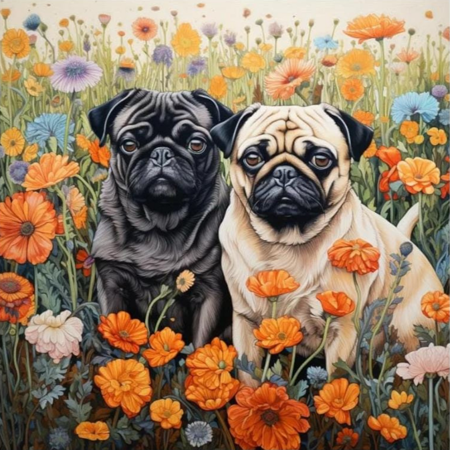 Paw and Petals DIY Acrylic Painting by Numbers Kit on Canvas - TULIP N TURTLE