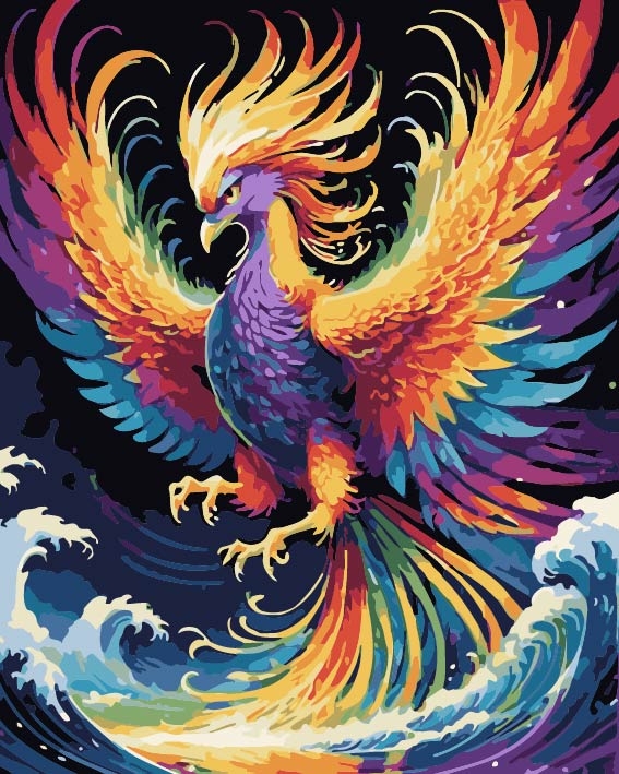 Phoenix Acrylic Painting by Numbers Kit on Canvas. Deepan Enterprises