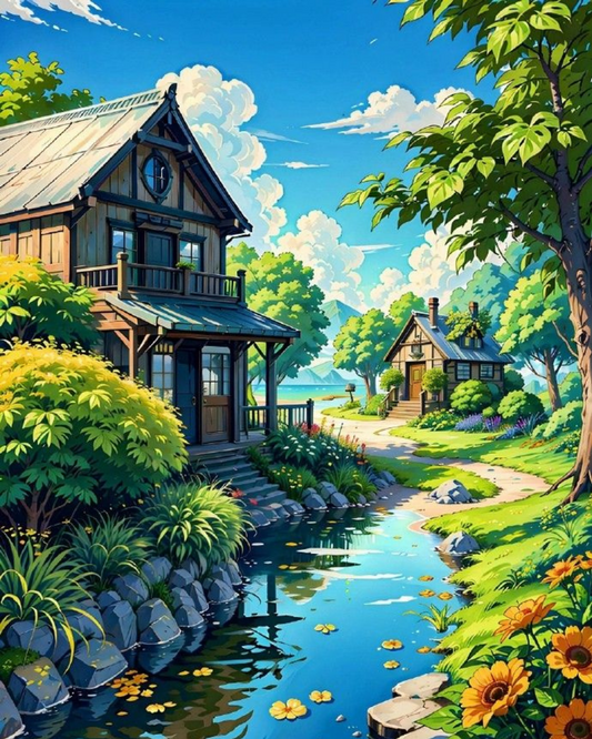 RIVERSIDE DIY Acrylic Painting by Numbers Kit on Canvas