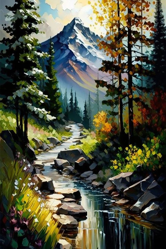 STREAM DIY Acrylic Painting by Numbers Kit on Canvas.