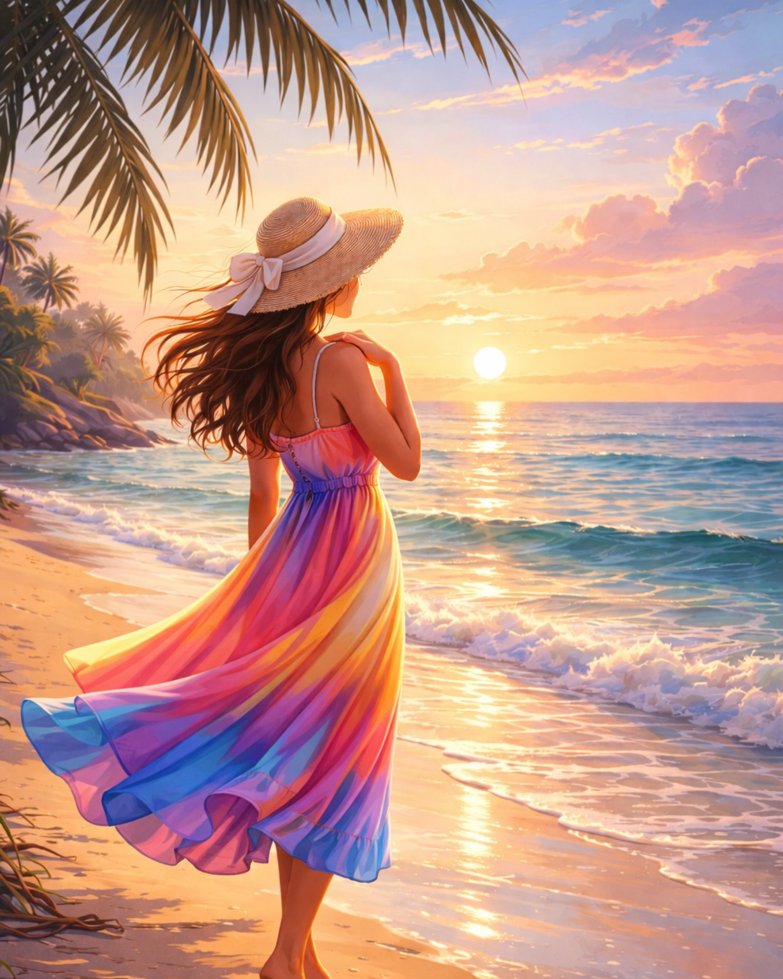 Sunset Vibe Acrylic Painting by Numbers Kit on Canvas.