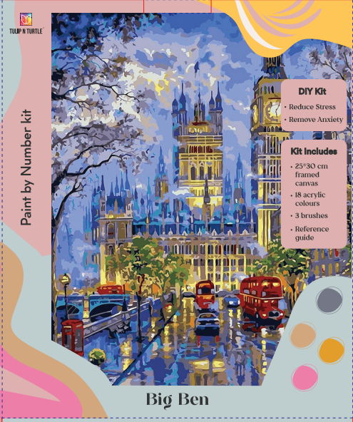 Big Ben Framed DIY Acrylic Paint by Number Kit 18 colour 25cm*30cm - TULIP N TURTLE