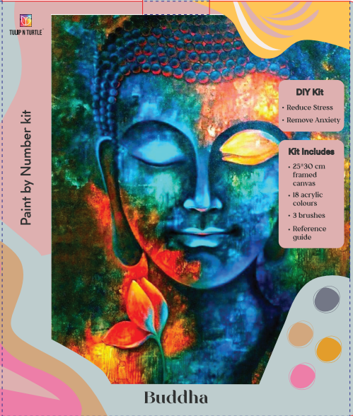 Buddha Framed DIY Acrylic Paint by Number Kit 18 colour 25cm*30cm - TULIP N TURTLE