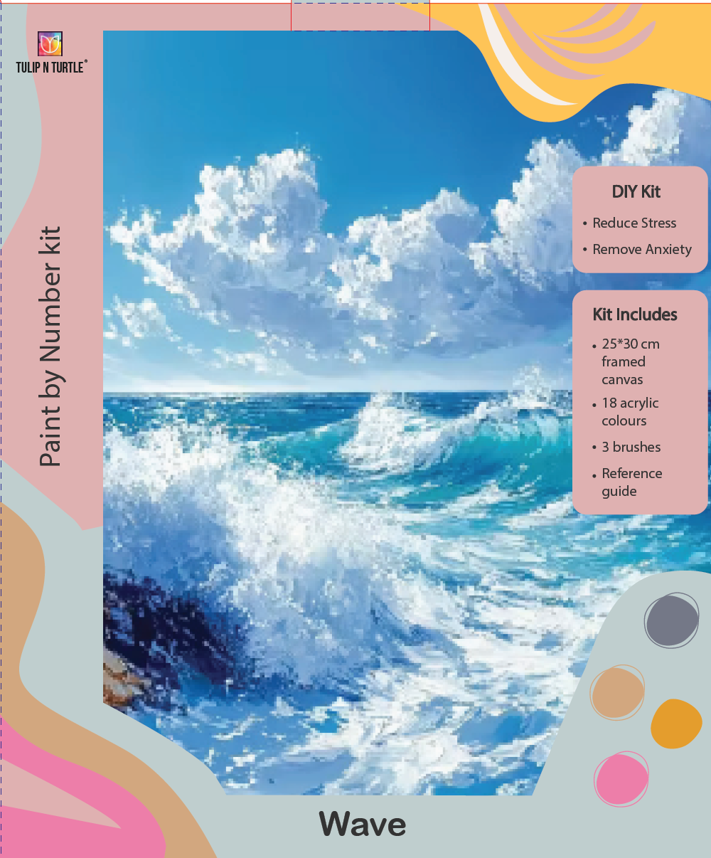 WAVE Framed DIY Acrylic Paint by Number Kit 18 colour 25cm*30cm Deepan Enterprises