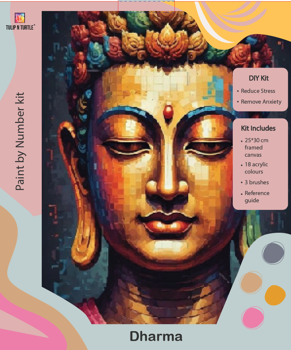 DHARMA Framed DIY Acrylic Paint by Number Kit 18 colour 25cm*30cm Deepan Enterprises