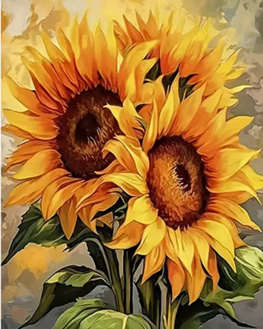 Sunflower Trio  Acrylic Painting by Numbers Kit on Canvas.