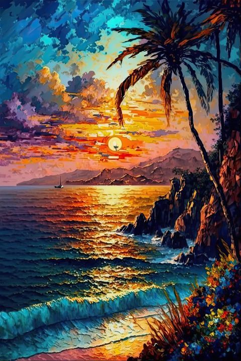 TROPICAL DIY Acrylic Painting by Numbers Kit on Canvas.