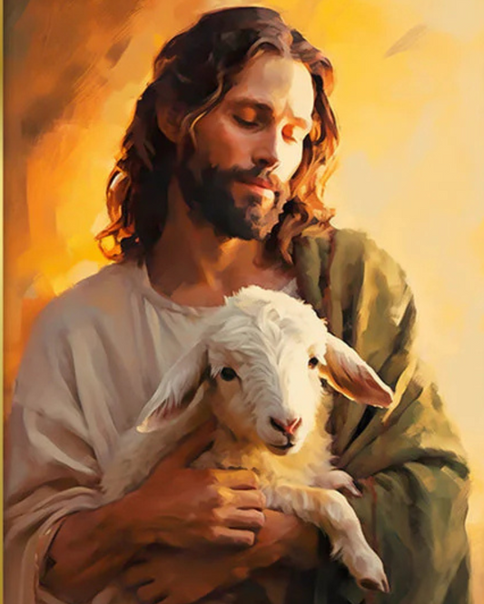 "THE GOOD SHEPHERD" DIY Acrylic Painting by Numbers Kit on Canvas