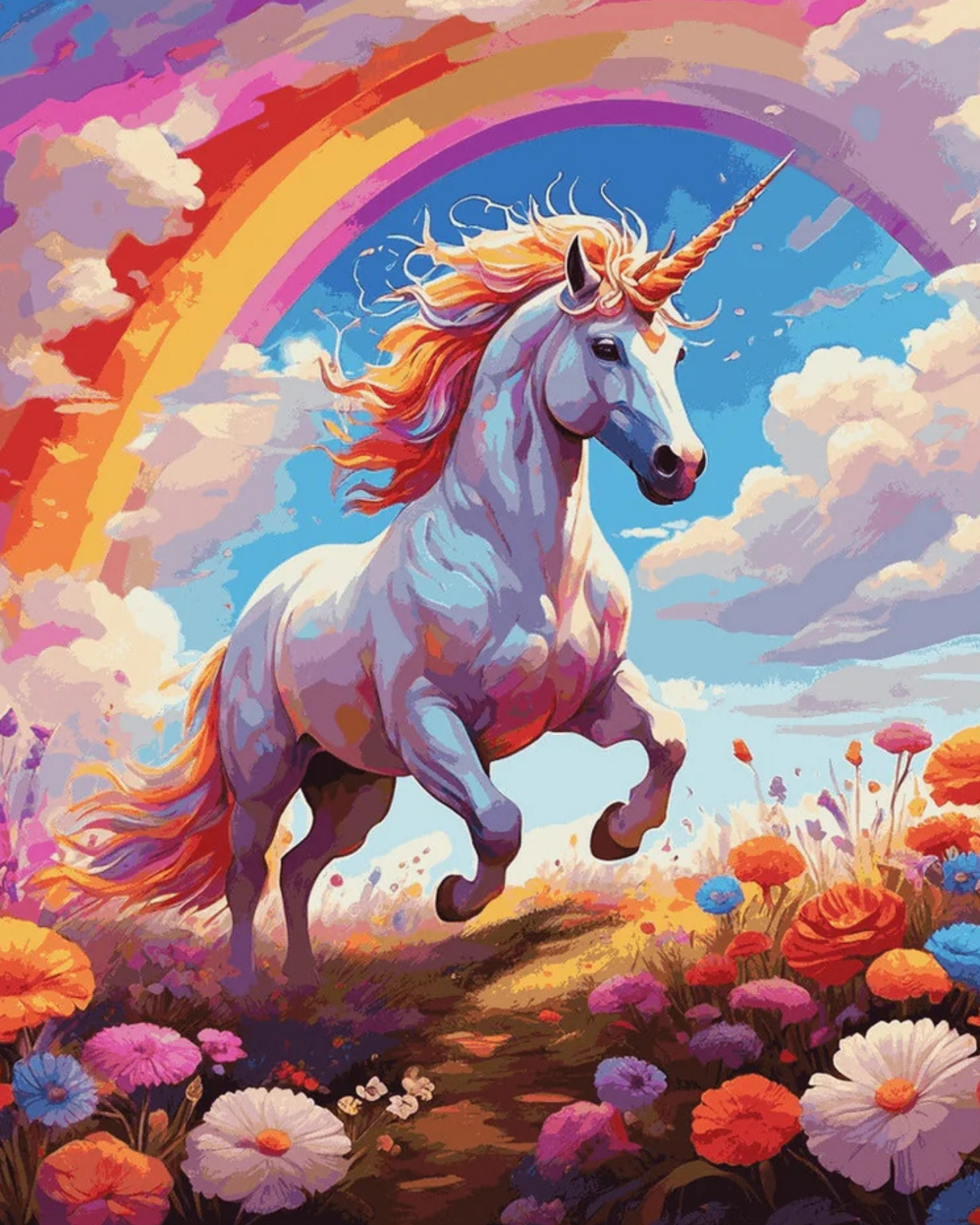 Unicorn Acrylic Painting by Numbers Kit on Canvas.