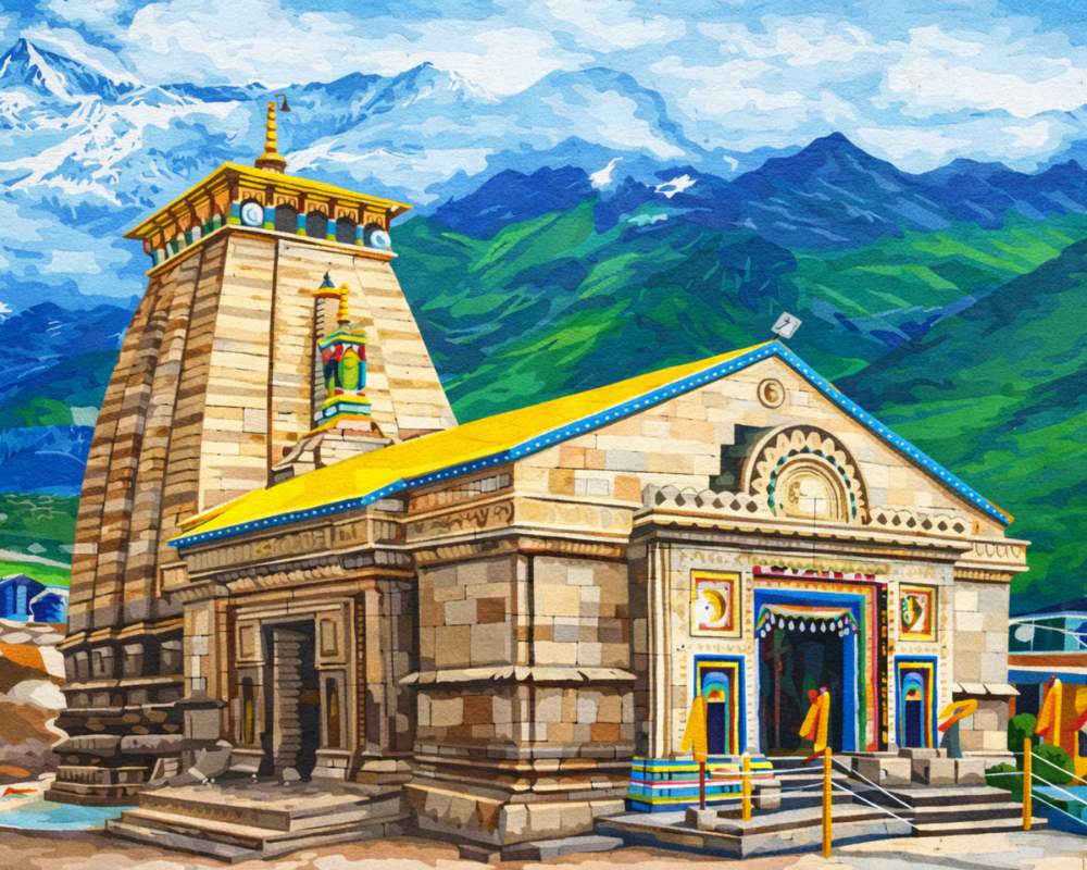 Kedarnath DIY Acrylic Painting by Numbers Kit on Canvas.