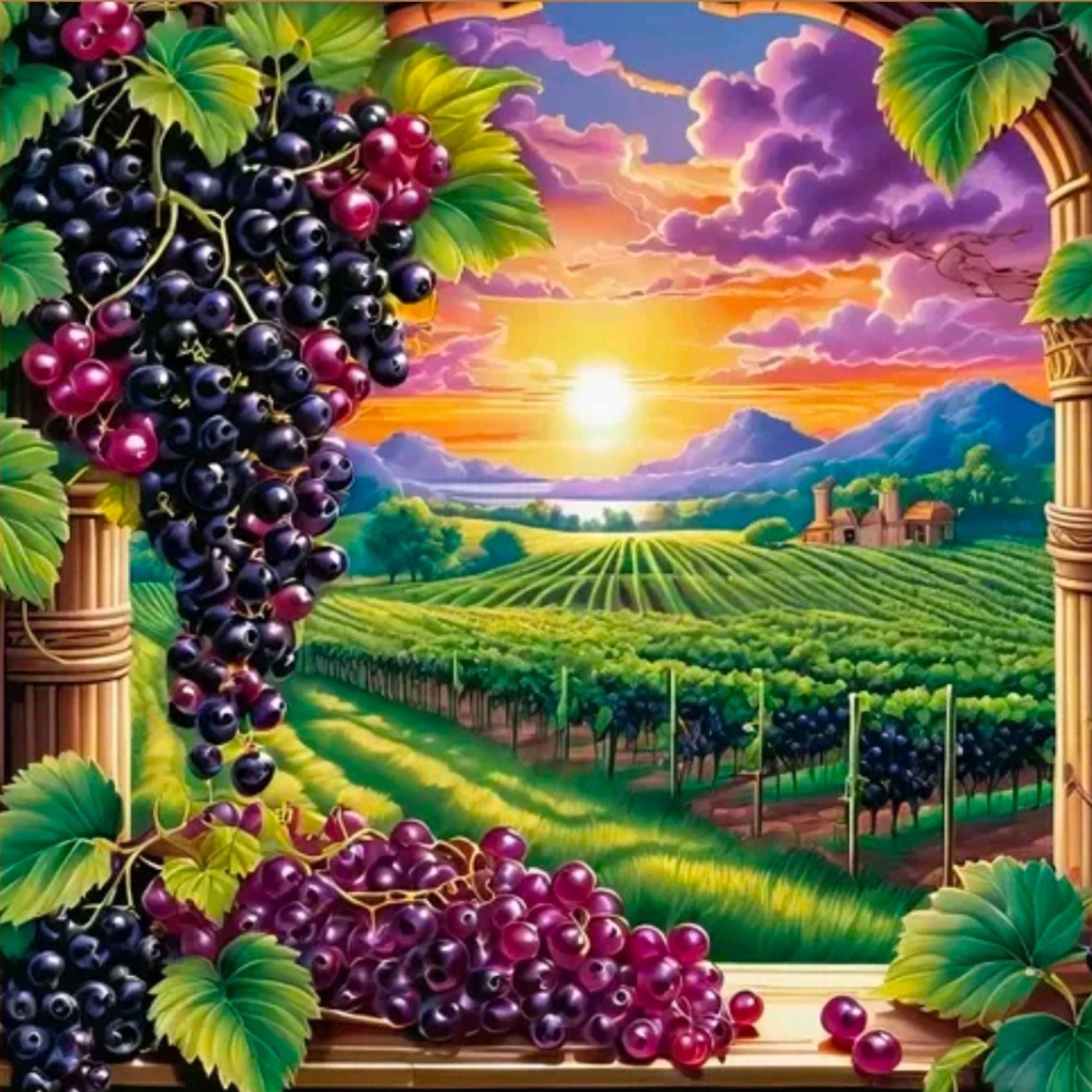 VINEYARD Acrylic Painting by Numbers Kit on Canvas.