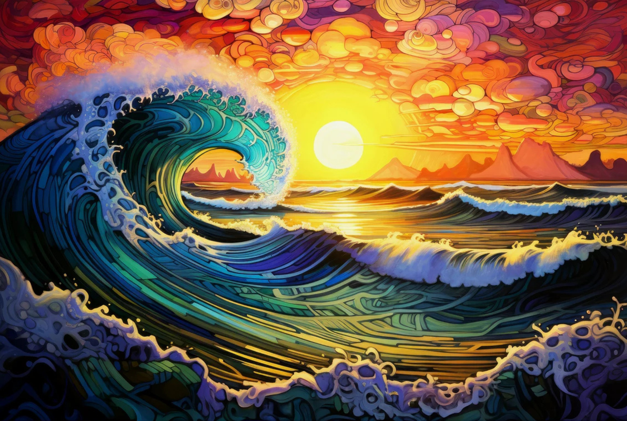 WAVE DIY Acrylic Painting by Numbers Kit on Canvas