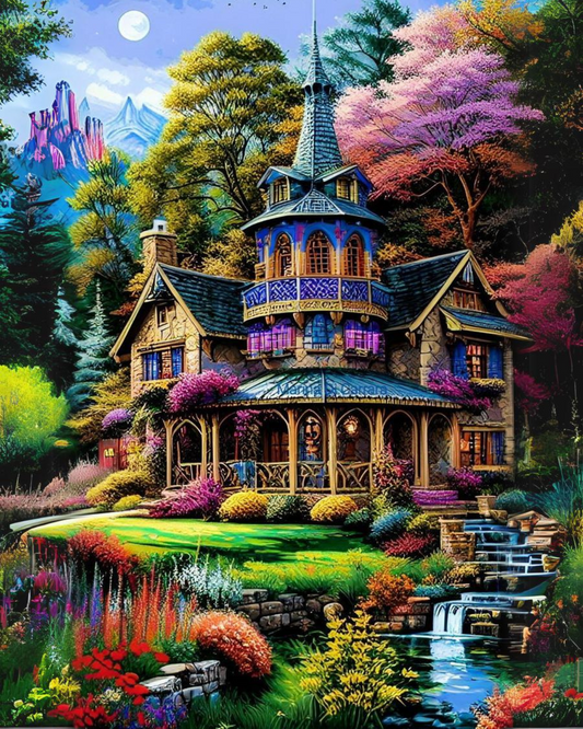 WOOD HOUSE DIY Acrylic Painting by Numbers Kit on Canvas