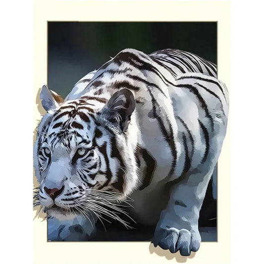 WHITE TIGER DIY Acrylic Painting by Numbers Kit on Canvas.