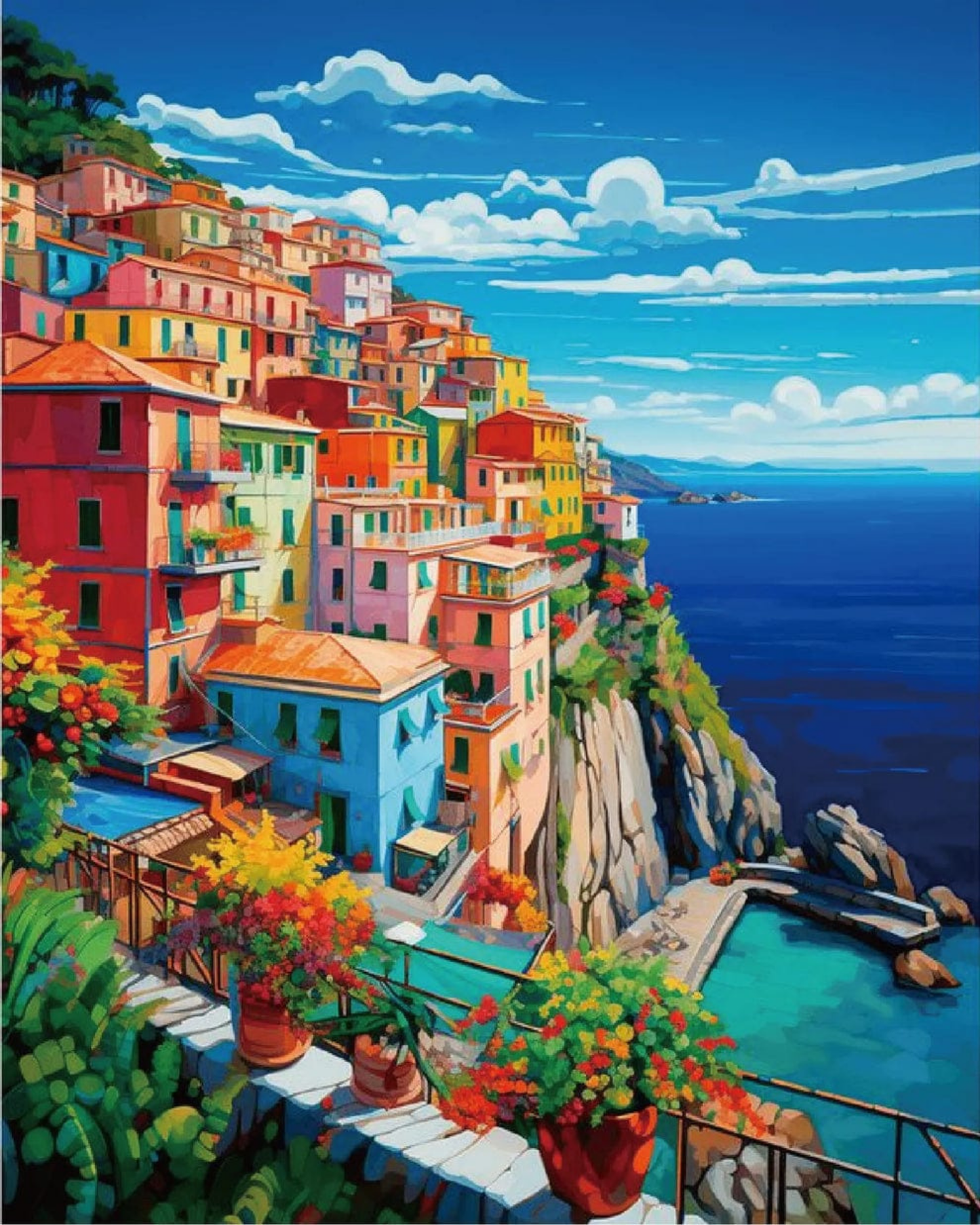Cliff Side Acrylic Painting by Numbers Kit on Canvas.