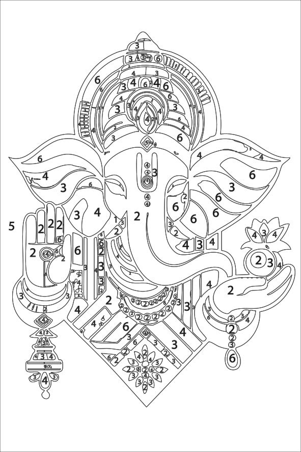 Ganesha Mini Paint by Number Kit 10* 15 cm mounted on an MDF frame with a mini Easel suitable for kids. Beginner Number painting kit DIY Canvas Painting by Number Acrylic Painting.
