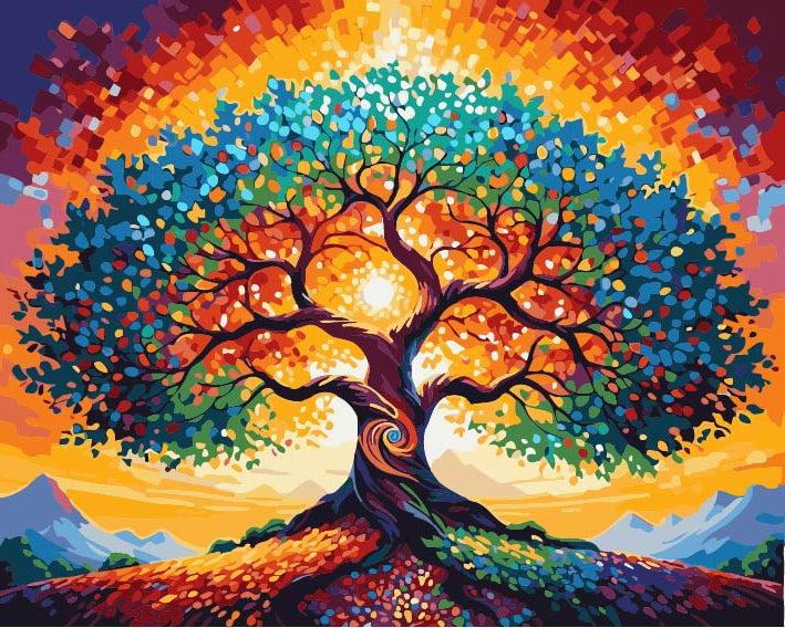 Rainbow Roots Acrylic Painting by Numbers Kit on Canvas. Deepan Enterprises