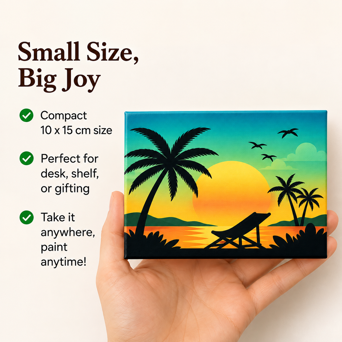 Scenary Mini Paint by Number Kit 10* 15 cm mounted on an MDF frame with a mini Easel suitable for kids. Beginner Number painting kit DIY Canvas Painting by Number Acrylic Painting.