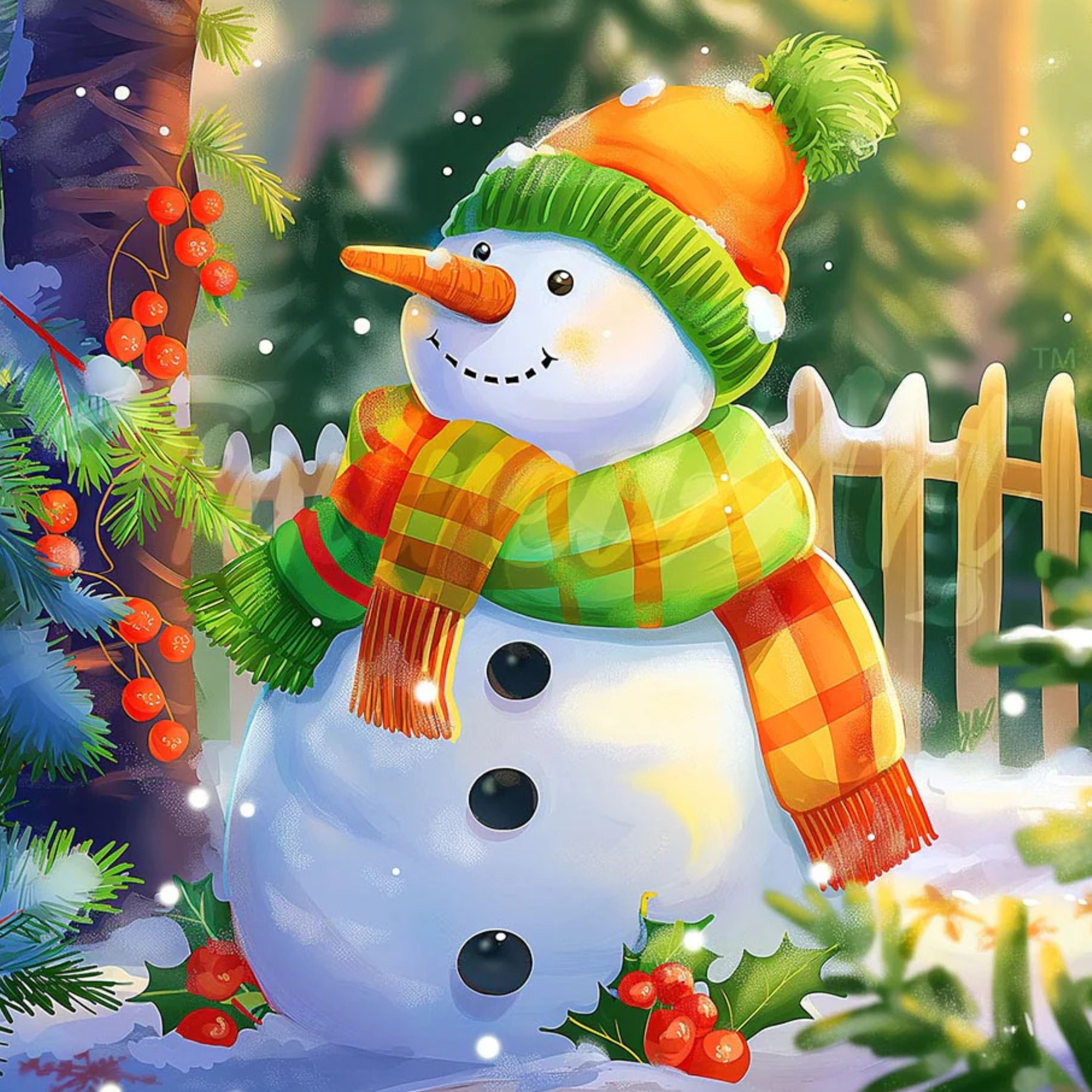 Snow Man DIY Acrylic Painting by Numbers Kit on Canvas. Deepan Enterprises