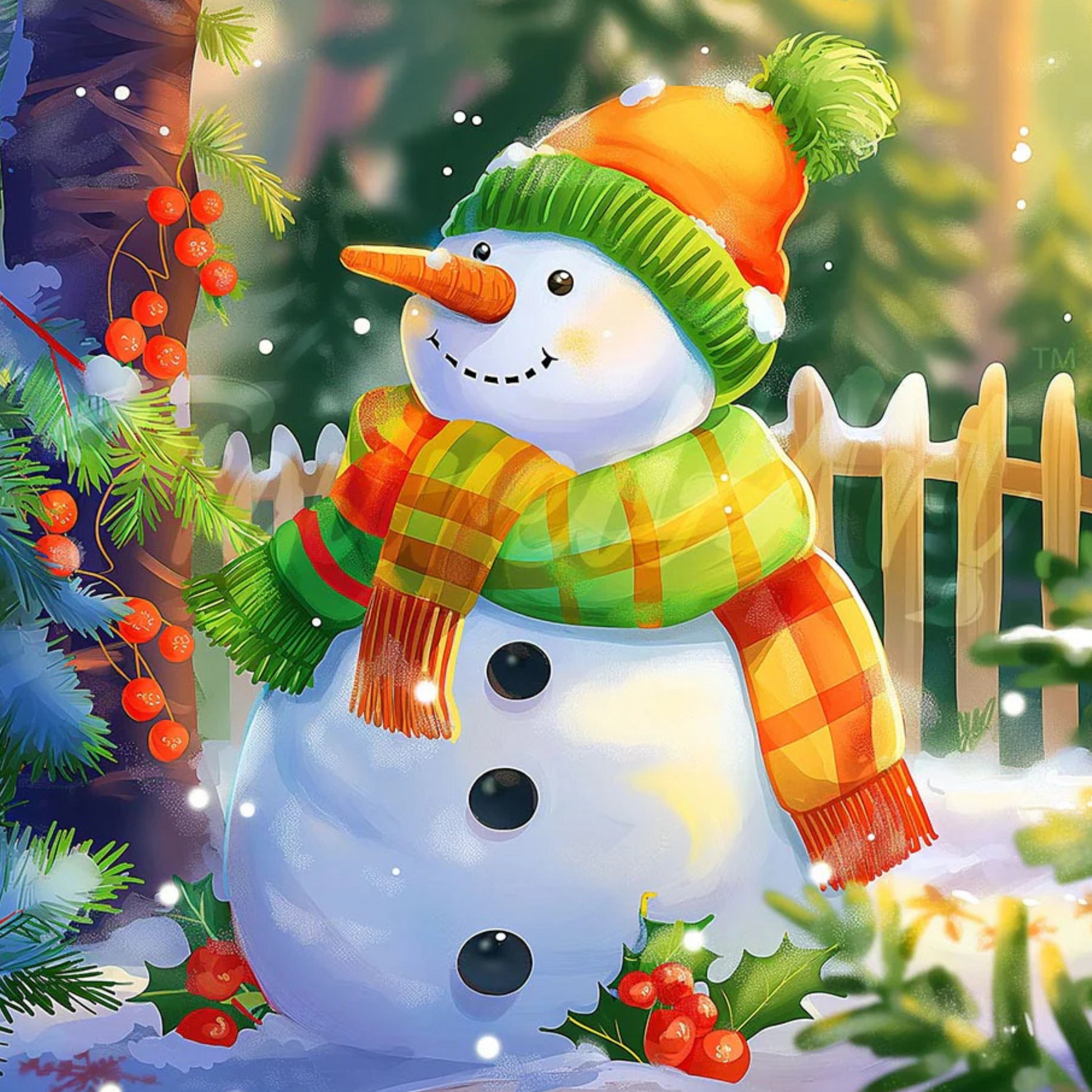 Snow Man DIY Acrylic Painting by Numbers Kit on Canvas. Deepan Enterprises