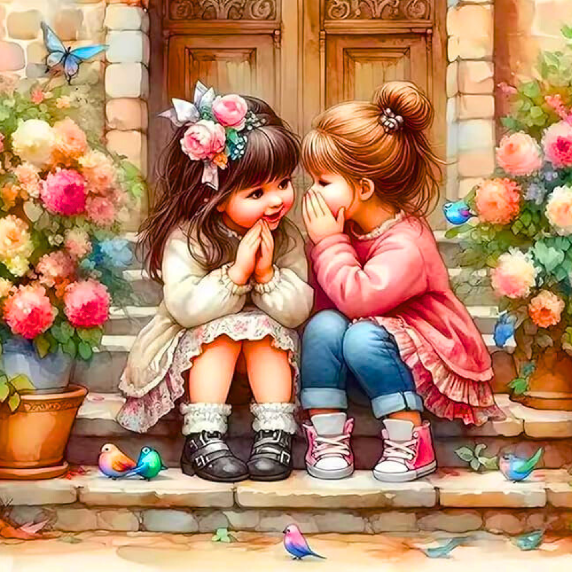 Twins DIY Acrylic Painting by Numbers Kit on Canvas. Deepan Enterprises