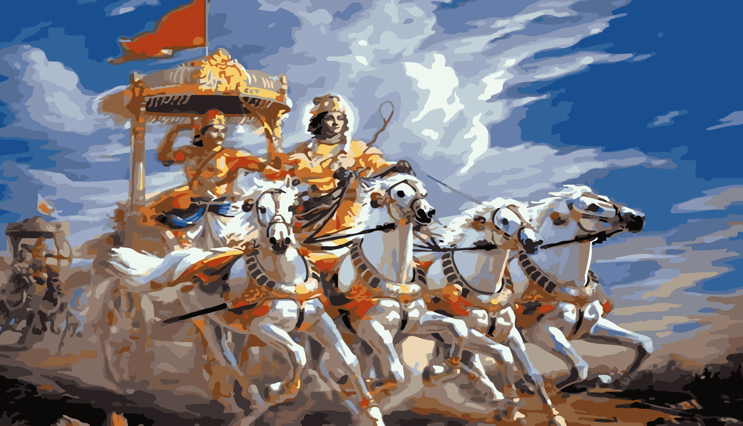 Krishna Chariot DIY Acrylic Painting by Numbers Kit on Canvas…